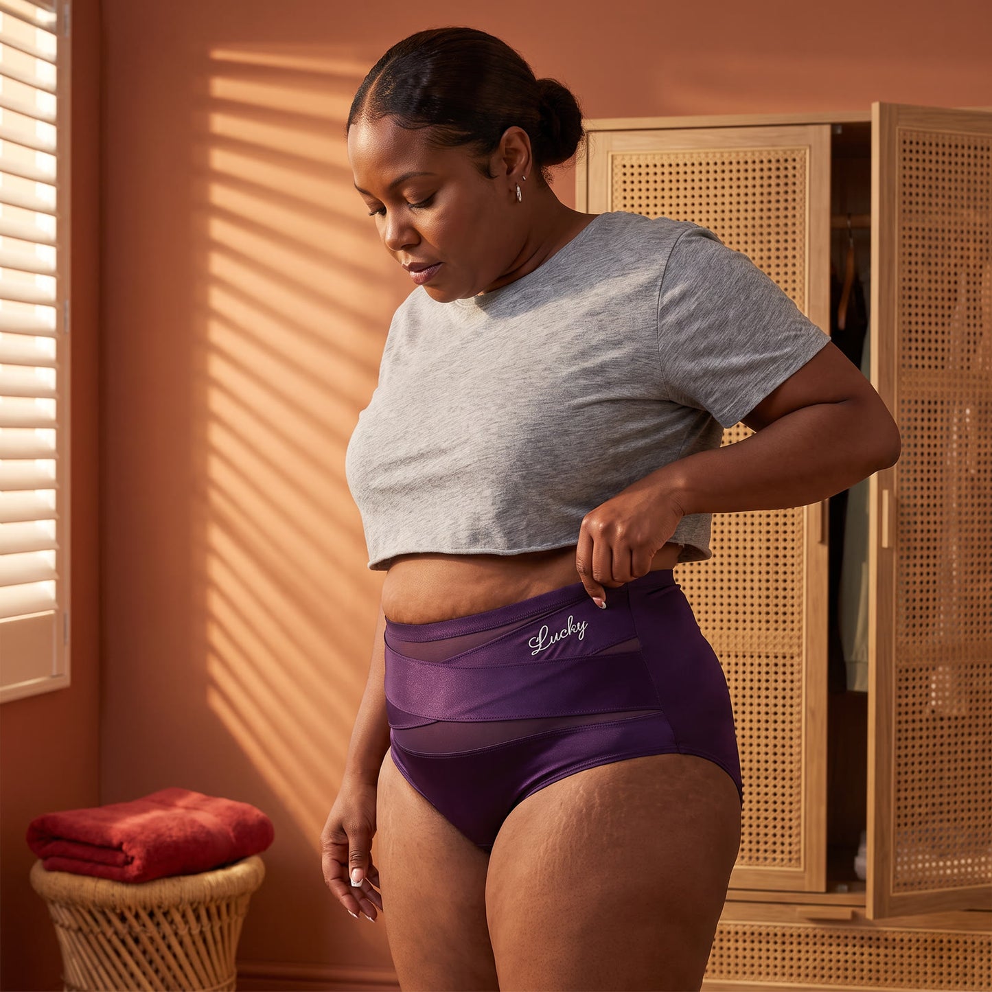 Culotte gainante taille haute — maintien croisé en X